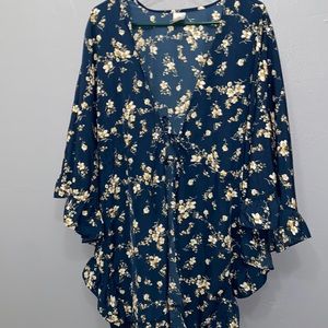 Time & Tru Floral Print Kimono Cardigan size XXL - XXXL / 2XG-3XG